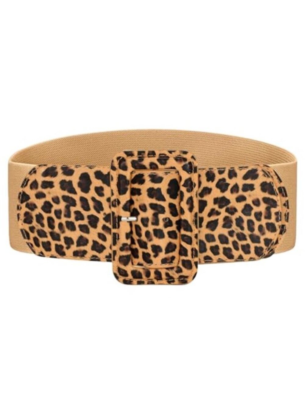 Stretchy Wide Leopard Print Waist Belt Women